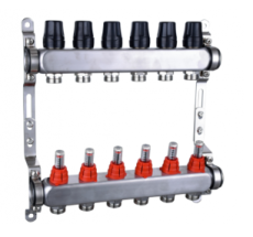 Коллект/группа с расх б/кранов и нак-ков/нерж 1" 7 выходов KDS5007 Квадрат ТИМ (2)