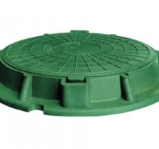Люк КРУГЛЫЙ канализ ВЫСОКИЙ ЛЕГКИЙ (до 3,0т) б/замка ЗЕЛЕНЫЙ (d крышки=590мм, d люка=760мм, h=90мм)