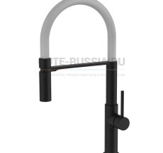 Смес. д/кухни бок/руч шар/гайка сил/гибк/излив с держ ф35 Т60133В черн/белый