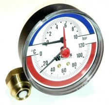 Термоманометр аксиальный (0-10бар)*1/2 80мм (Y-80Т-10bar) ТИМ (60)
