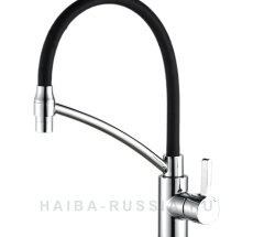 Смес. д/кухни бок/руч шар/гайка силик/гибк/излив ф35 НВ73643-7 черный (10)