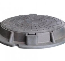 Люк КРУГЛЫЙ канализ ВЫСОКИЙ ЛЕГКИЙ (до 3,0т) б/замка ЧЕРНЫЙ (d крышки=590мм, d люка=760мм, h=90мм)