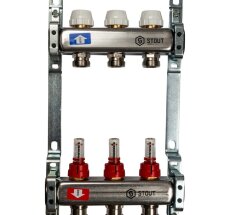 Коллект/группа с расх б/кранов и нак-ков  3 выхода/нерж STOUT