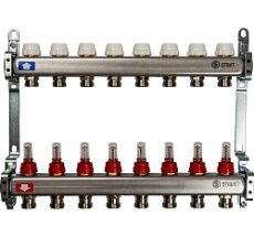Коллект/группа с расх б/кранов и нак-ков  8 выходов/нерж STOUT