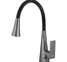 Смес. д/кухни бок/руч шар/гайка силик/гибк/излив ф35 НВ73823-3 оружейная сталь, черный (10)