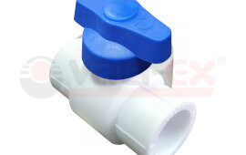 Кран шар. ПП с латун. шаром D20 мини (синяя ручка) VALFEX (20/100)