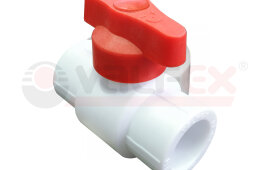 Кран шар. ПП с латун. шаром D20 мини (красная ручка) VALFEX (20/100)