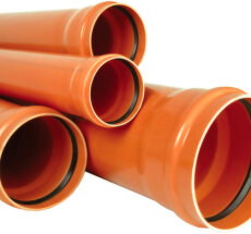ПП Труба с раструбом.  ф110*3,4 (1,0м) РЫЖАЯ САНЛЮКС (10) (150)